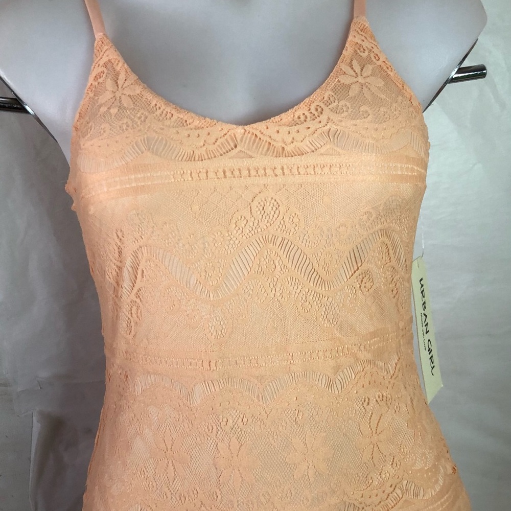 URBAN GIRL Juniors Peach Lace Mini Dress Sz M